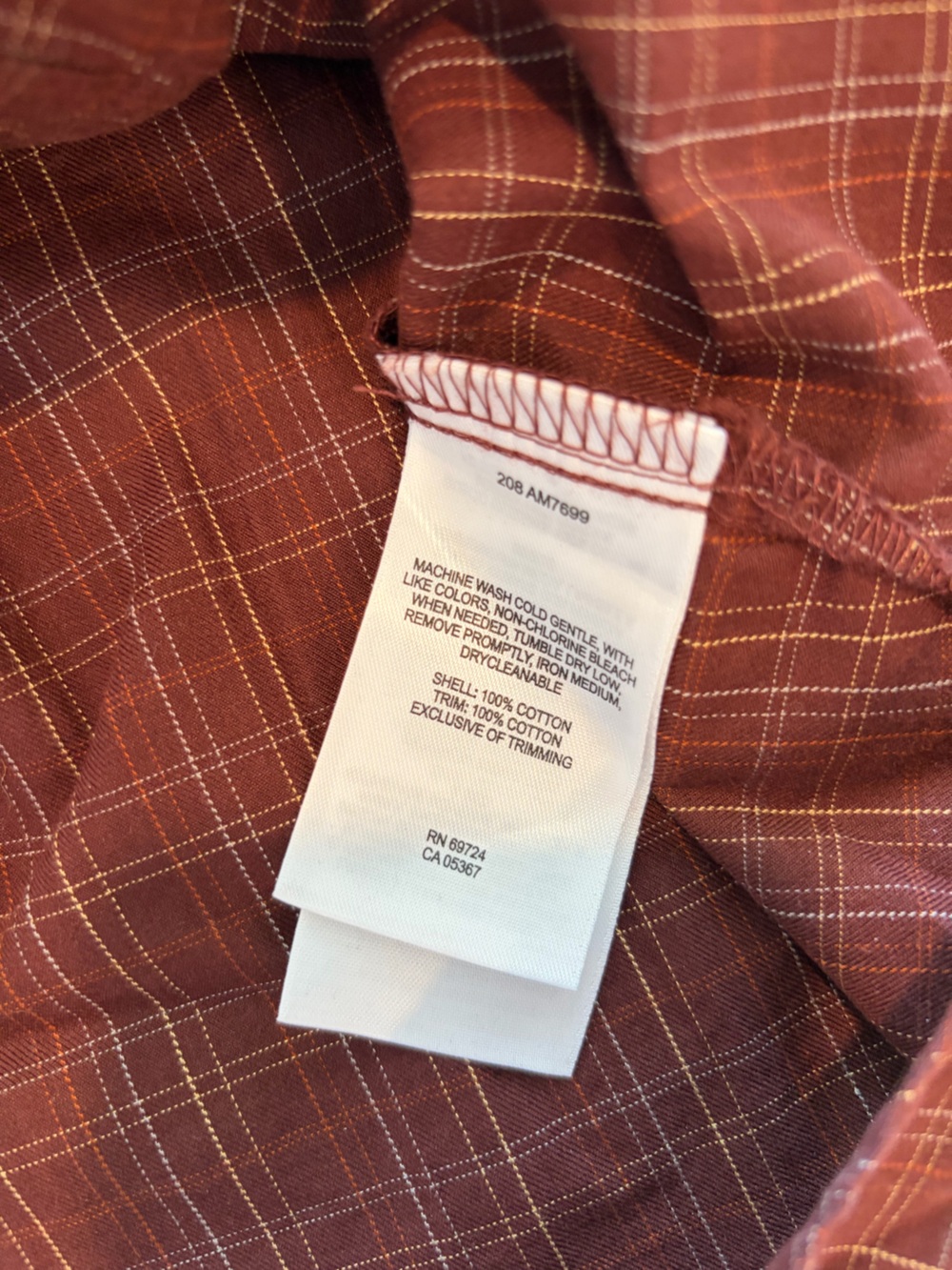 Columbia Sportswear Men’s XL Brick Red Plaid 100% Cotton Button Down Shirt NWOT - Picture 5 of 8
